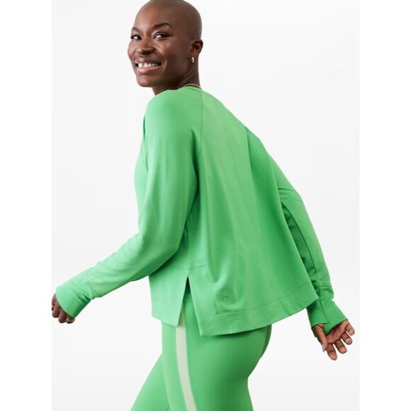 Athleta S Coaster Luxe Recover High Hip Sweatshirt Valley Green Small - Picture 4 of 6